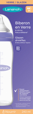 LANSINOH Lansinoh Zuigfles Glas + Speen 240ml 4