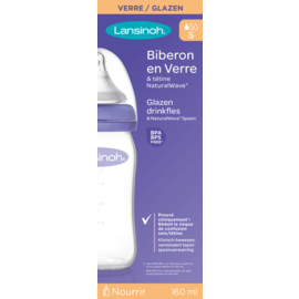 LANSINOH Lansinoh Zuigfles Glas + Speen 160ml 4
