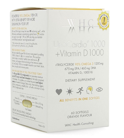 whc Unocardio 1000 + Vit D 1000 Softgels 60