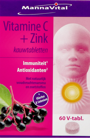 MANNAVITAL Mannavita Vitamine C + Zinc Comp A Croquer 60
