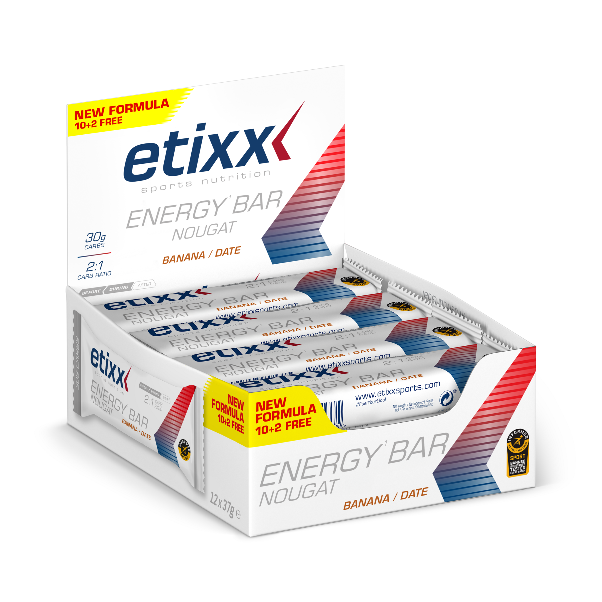 ETIXX Etixx Energy Bar Nougat Banana Date 12x37g