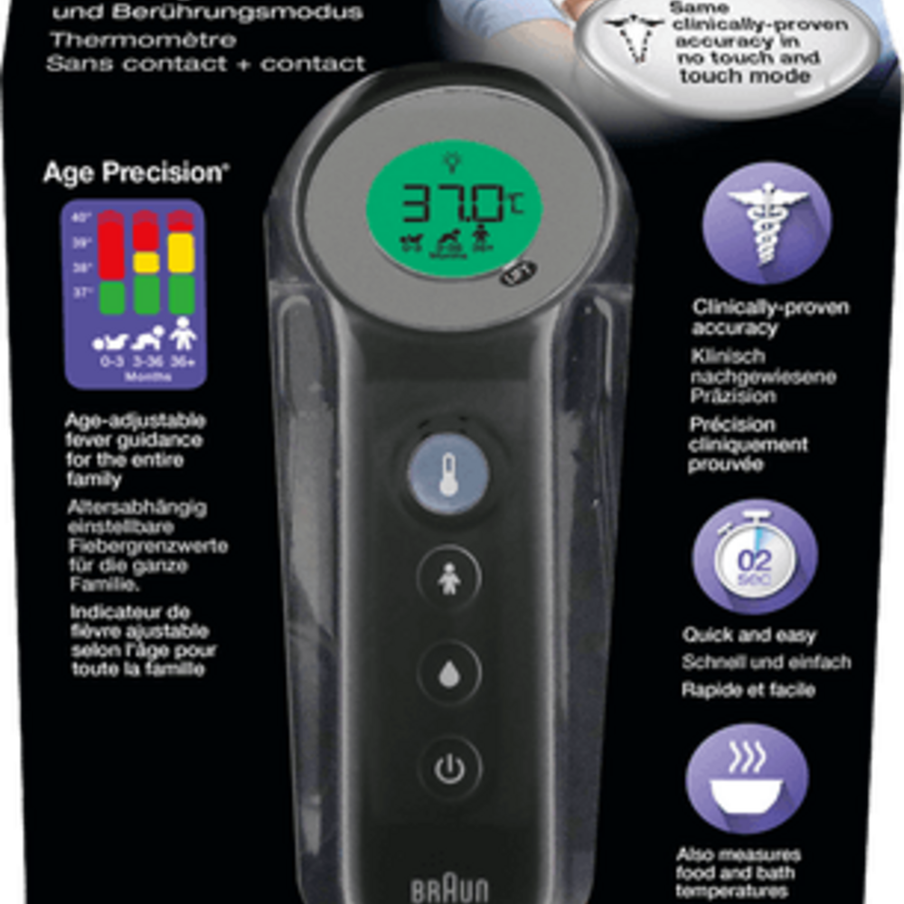 Braun Braun Thermometer Z/cont.+contact Age Precis.zwart