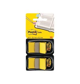Post-It Index Post-it index standaard, ft 24,4 x 43,2 mm, houder met 2 x 50 tabs, geel