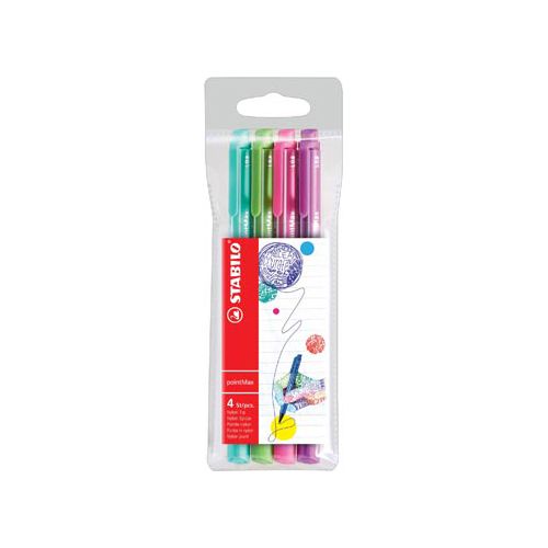 Stabilo STABILO pointMax schrijfstift, 0,8 mm, etui van 4 stuks in geassorteerd fun kleuren