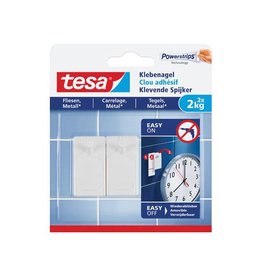 Tesa Tesa Klevende Spijker voor Tegels en Metaal, draagvermogen 2 kilogram, blister van 2 stuks