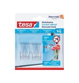 Tesa Tesa Klevende haak voor Transparant en Glas, draagvermogen 1 kg, blister van 2 stuks