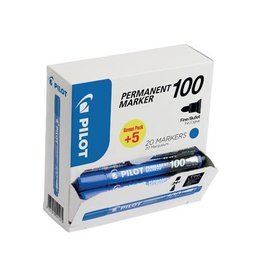 Pilot Pilot permanent marker 100, XXL doos met 15 + 5 stuks, blauw