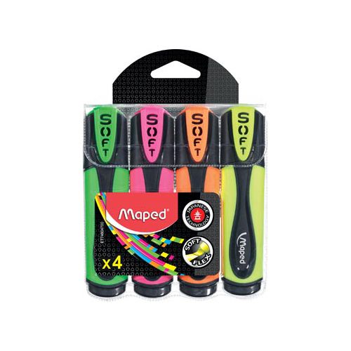 Maped Maped Fluo'Peps markeerstift Soft, 4st in assorti