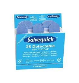 Salvequick Salvequick navulling voor pleisterautomaat, 35 blauwe pleisters per navulling, pak van 6 navullingen