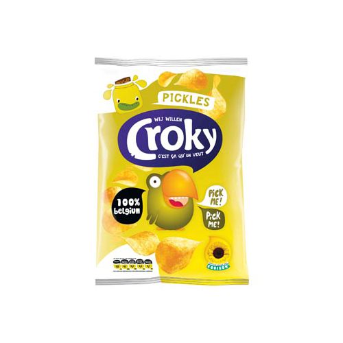 Croky Croky chips pickles, zakje van 100 gram