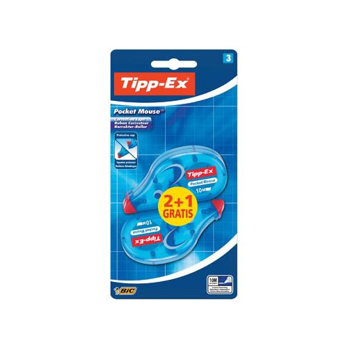 Tipp-ex Tipp-Ex correctieroller Pocket Mouse, blister met 2+1 gratis