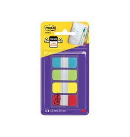 Post-It Index Post-it index Strong, ft 15,8 x 38,1 mm, blister met 4 kleuren, 10 tabs per kleur