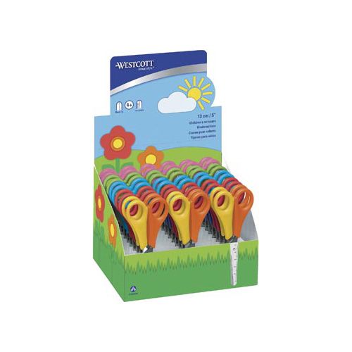 Westcott Westcott kinderschaar, ft 13 cm, rechts en links, RVS, geassorteerde kleuren, display van 30 stuks