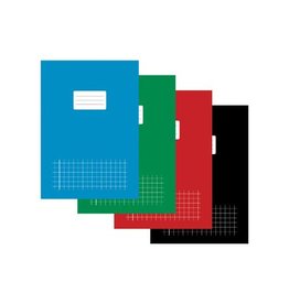 Merkloos Schrift voor ft A4, geruit 10 mm, 80 bladzijden, met voorlijn, geassorteerde kleuren, pak van 5 stuks
