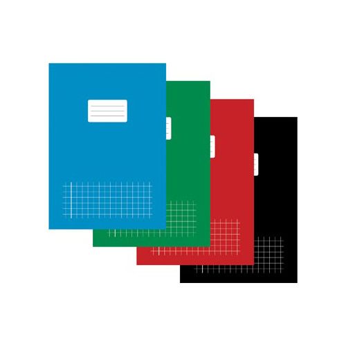 Merkloos Schrift voor ft A4, geruit 10 mm, 80 bladzijden, met voorlijn, geassorteerde kleuren, pak van 5 stuks