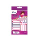 Avery Avery Family mini naametiketten, ft 5 x 1 cm, roze/paars, ophangbare etui met 30 etiketten