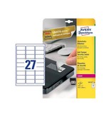 Avery Avery bestendige veiligheidsetiketten, ft 63,5 x 29,6 mm, 540 stuks, 27 per vel, doos van 20 vel