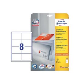 Avery Zweckform Avery Zweckform 4782, wit, 25+5 vellen, 8 pervel, 97x67,7mm