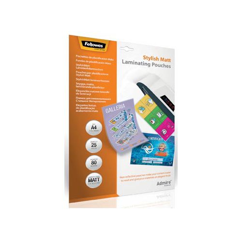 Fellowes lamineerhoes Admire Stylish Matt Enhance80 ft A4, 160 micron (2 x 80 micron), pak van 25 stuks