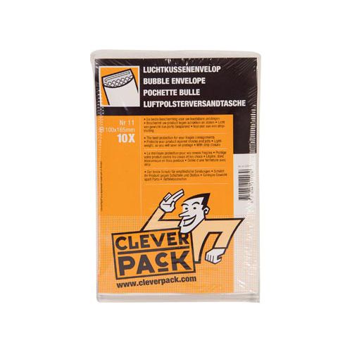 Cleverpack Cleverpack luchtkussenenveloppen, ft 100 x 165 mm, met stripsluiting, wit, pak van 10 stuks