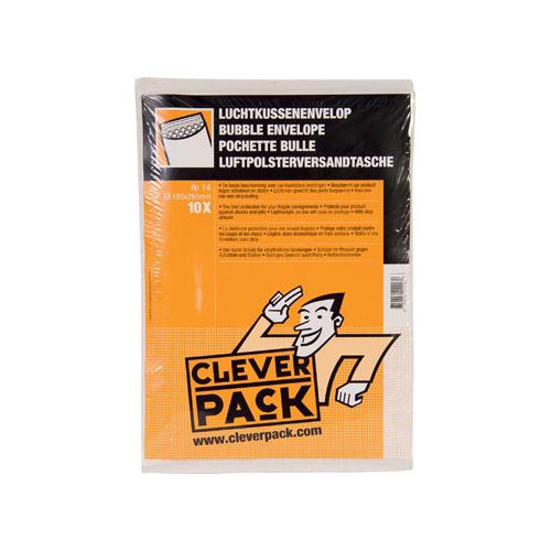 Cleverpack Cleverpack luchtkussenenveloppen, ft 180 x 265 mm, met stripsluiting, wit, pak van 10 stuks