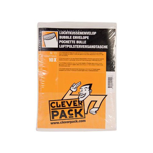 Cleverpack Cleverpack luchtkussenenveloppen, ft 150 x 215 mm, met stripsluiting, wit, pak van 10 stuks