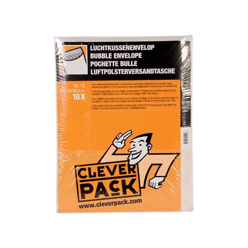 Cleverpack Cleverpack luchtkussenenveloppen, ft 270 x 360 mm, met stripsluiting, wit, pak van 10 stuks