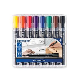Staedtler Staedtler Lumocolor 352, permanent marker, ronde punt, 2 mm, etui van 8 stuks in geassorteerde kleuren
