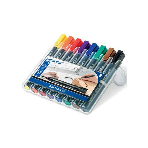 Staedtler Staedtler Lumocolor 352, permanent marker, ronde punt, 2 mm, etui van 8 stuks in geassorteerde kleuren