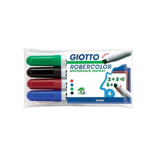 Giotto Giotto Robercolor whiteboardmarker maxi, schuine punt, etui met 4 stuks in geassorteerde kleuren