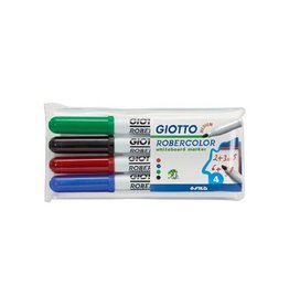 Giotto Giotto Robercolor whiteboardmarker, medium, ronde punt, etui met 4 stuks in geassorteerde kleuren