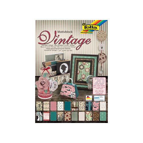 Folia Folia motiefpapier Vintage II ft 24 x 34 cm, blok met 20 vel