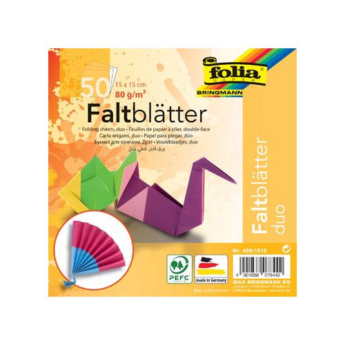 Folia Folia vouwpapier Duo ft 15 x 15 cm, pak met 50 vel