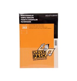 Cleverpack Cleverpack monsterenveloppen, ft 262 x 371 x 38 mm, met stripsluiting, wit, pak van 25 stuks