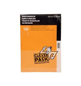 Cleverpack Cleverpack monsterenveloppen, ft 262 x 371 x 38 mm, met stripsluiting, crème, pak van 10 stuks