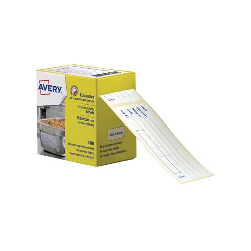 Avery Avery etiketten voedselcodering, HACCP, ft 98 x 40 mm, dispenser van 300 afscheurbare etiketten, Engels