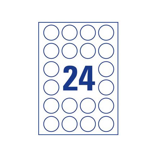 Avery Zweckform Avery transparante Crystal Clear etiketten diameter 40 mm, 600 etiketten, 24 per vel