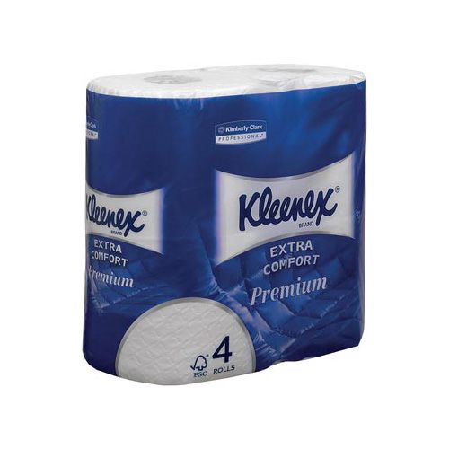 Kleenex toiletpapier Extra Comfort, 4-laags, 160 vel per rol, pak van 4 rollen