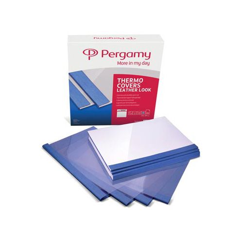 Pergamy Pergamy thermische omslagen A4, 3mm, 100st, lederlook, blauw