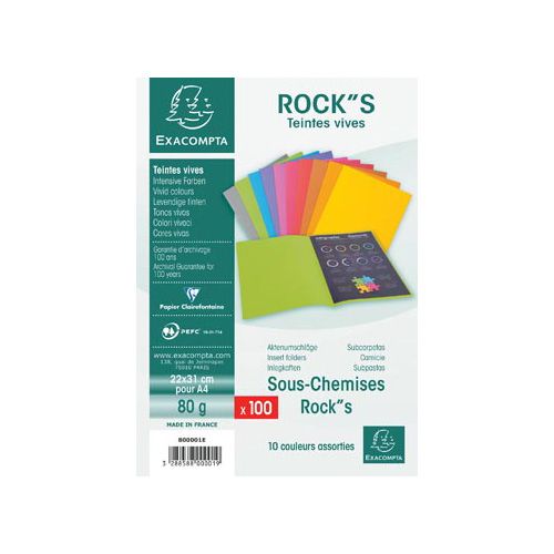 Exacompta Exacompta Rock's 80 dossiermap, ft 22 x 31 cm, pak van 100, geassorteerde kleuren
