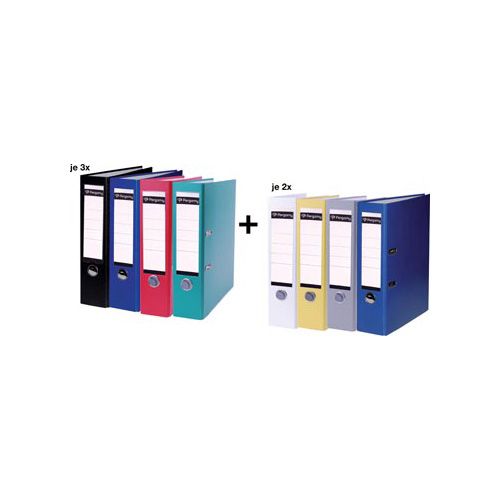 Pergamy Pergamy ordner, voor ft A4, uit PP en papier, met beschermrand, rug van 8 cm, geassorteerde kleuren