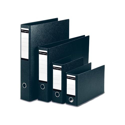 Pergamy Pergamy hangmapordner, ft A4, 2 pochettes, karton, rug van 5 cm, zwart