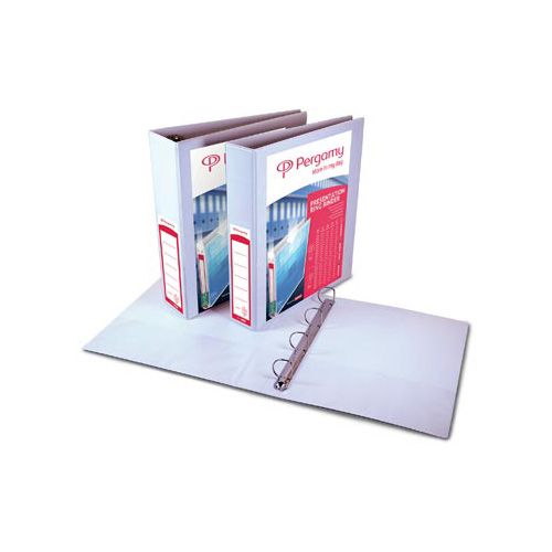Pergamy Pergamy personaliseerbare ringmap, ft A4, 2 pochettes, 2 insteektassen, 4 D-ringen van 60 mm, wit