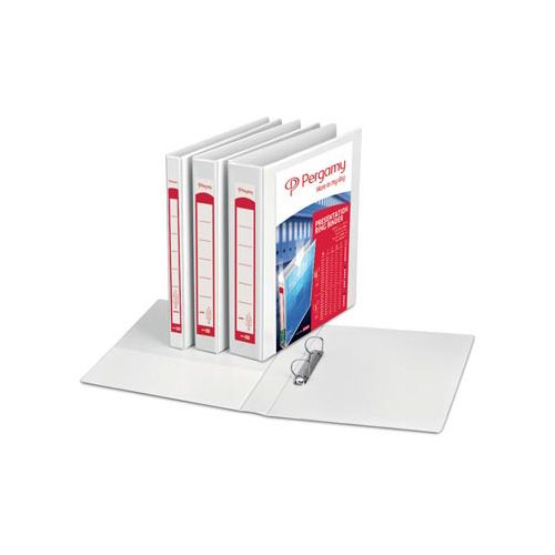 Pergamy Pergamy personaliseerbare ringmap, ft A4, 2 pochettes, 3 insteektassen, 2 D-ringen van 25 mm, wit