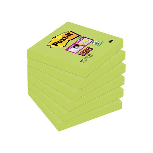 Post-It Super Sticky Post-it Super Sticky notes, 90 vel, ft 76 x 76 mm, pak van 6 blokken, groen (clover green)