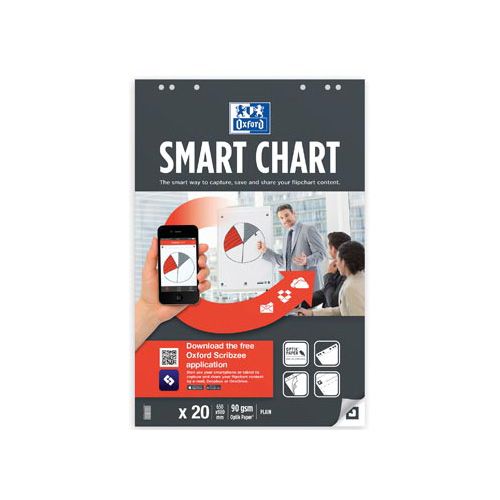 Oxford Oxford flipchartblok Smart Chart, ft 65 x 98 cm, blanco, pak van 20 vel