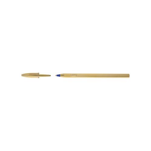 Bic Bic balpen Cristal Medium, gouden lichaam, blauwe inkt, doos van 20 stuks