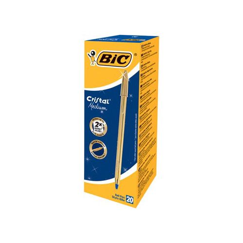 Bic Bic balpen Cristal Medium gouden lichaam bl.e inkt doos 20st