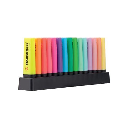 Stabilo STABILO BOSS ORIGINAL Pastel markeerstift, deskset van 15 stuks in geassorteerde kleuren