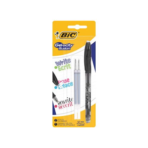 Bic Bic roller Gel-ocity Illusion, zwart, blister met 1 stuk en 2 vullingen